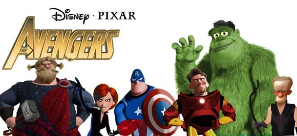 Pixar-Marvel mashup illustration by J.M. Walter.