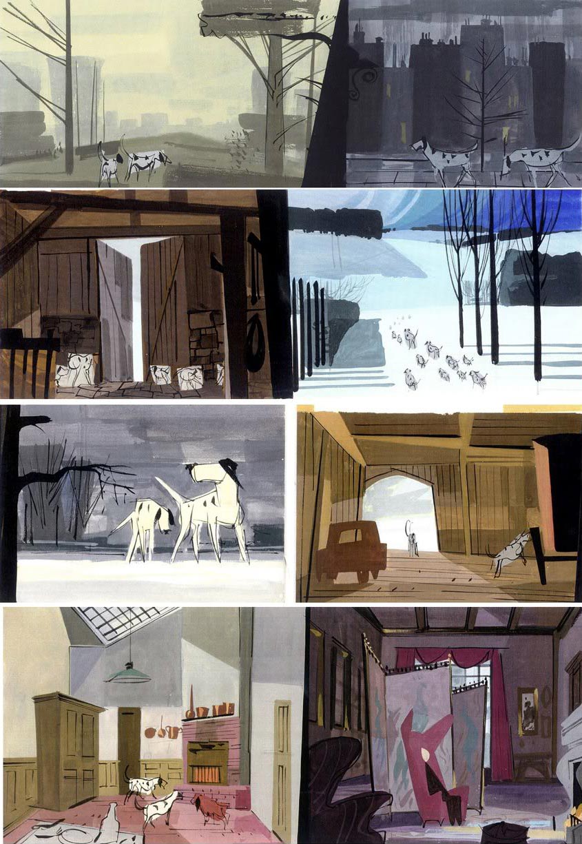 Color keys from "One Hundred and One Dalmatians" (1961). Click to enlarge.