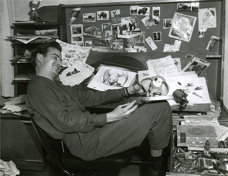 Bill Peet during the production of Disney's "Dumbo" (1941). 