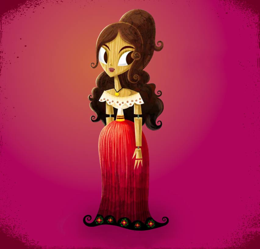 Early design of Maria by Sandra Equihua, texture paint by Gerald de Jesus. (Click to enlarge.)