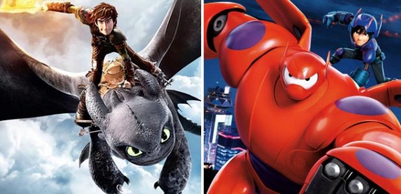 "How to Train Your Dragon 2" (left) has been replaced by "Big Hero 6" as the highest-grossing animated feature of 2014.