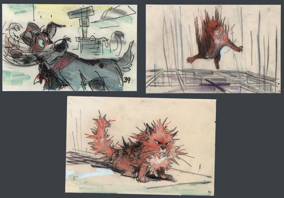 "Oliver and Company" storyboards by MIke Gabriel. (Click to enlarge.)