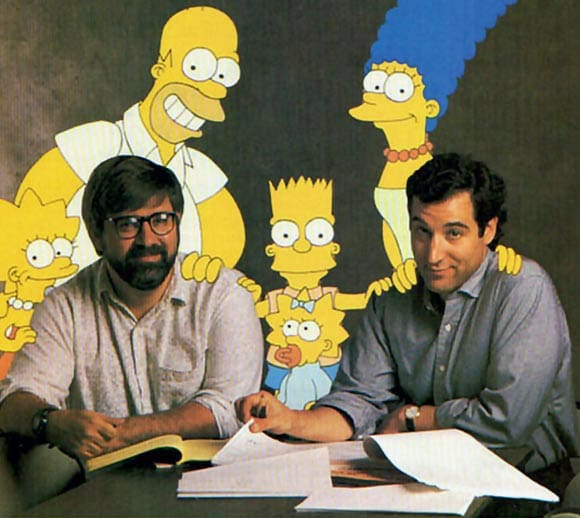 Matt Groening (left) and Sam Simon, 1989.