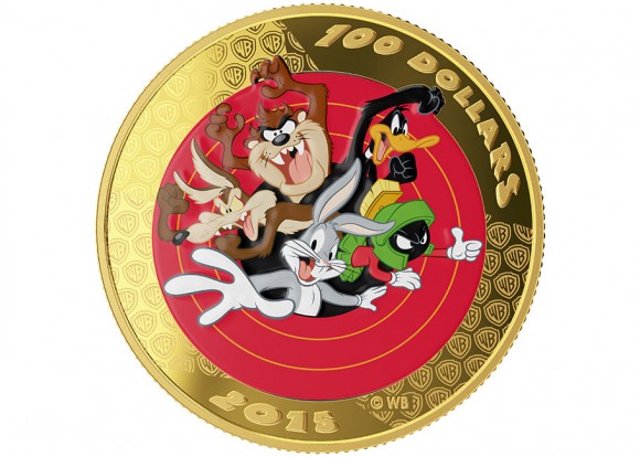 $100 14-karat gold coin which comes with a Looney Tunes pocket watch and is  available for $799.95 CAD. (Click to enlarge.)