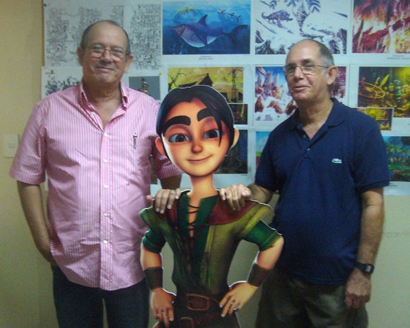 "Tom Little" director Ernesto Padron and singer-composer Silvio Rodriguez. (Click to enlarge.)