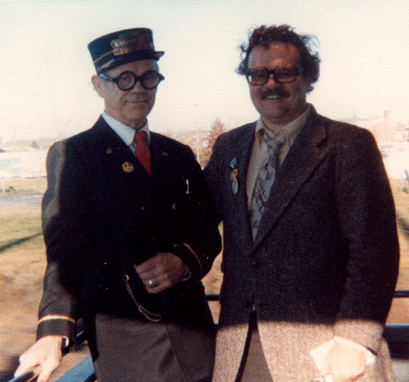 Disney animator/director Ward Kimball (l.) with John Culhane in 1978. (Photo: Ward Kimball Family collection.)