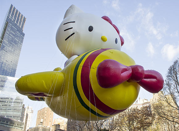 Hello Kitty balloon flying in New York City during the 2013 Macy's Thanksgiving Day Parade. (Photo: Scott Cornell/Shutterstock.com)