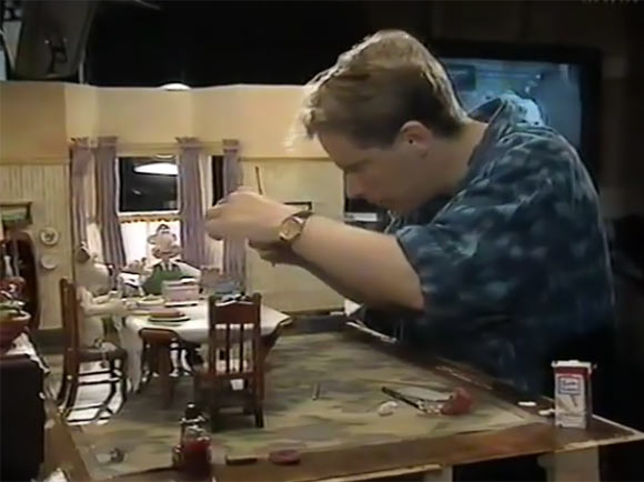 Nick Park animating a scene of Wallace and Gromit.
