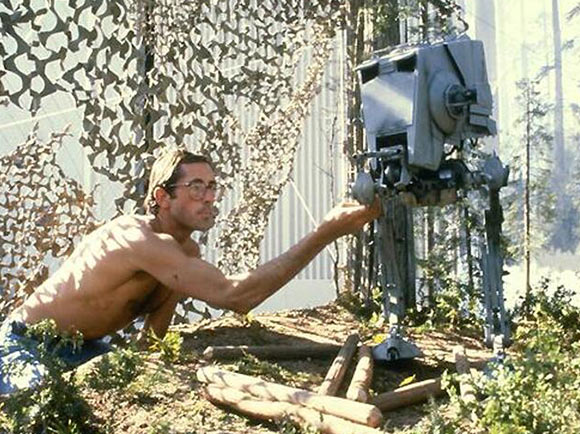 ILM artist Paul Huston animating an AT-ST model from "Return of the Jedi."