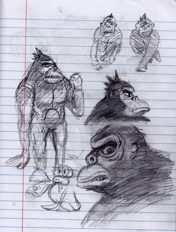 Sketchbook drawings of Apollo Ape. (Click to enlarge.)