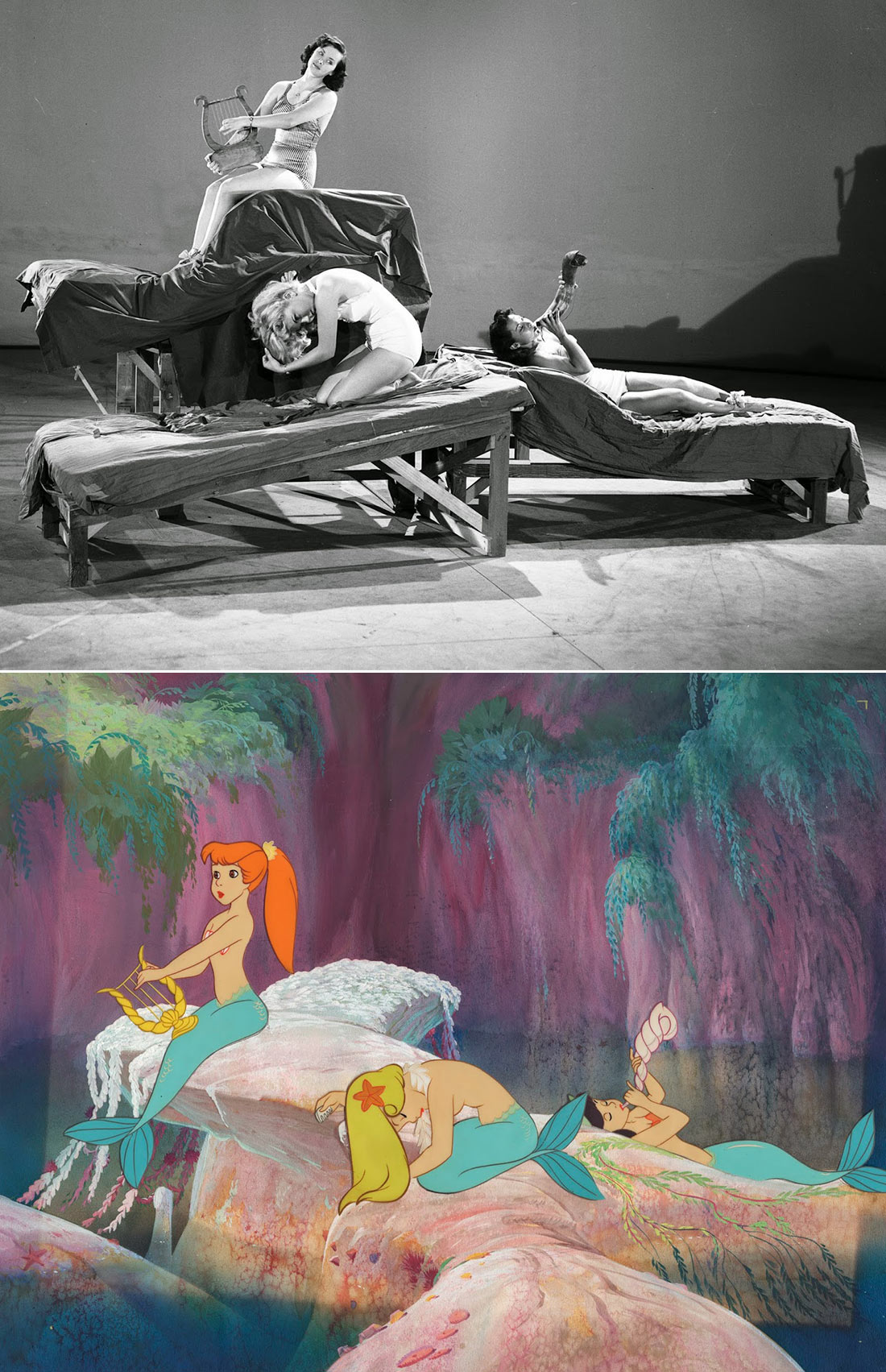 In addition to her voice acting, Foray was one of the mermaid models in Disney's "Peter Pan." In this photo, Foray is on the right. Photos via Andreas Deja)