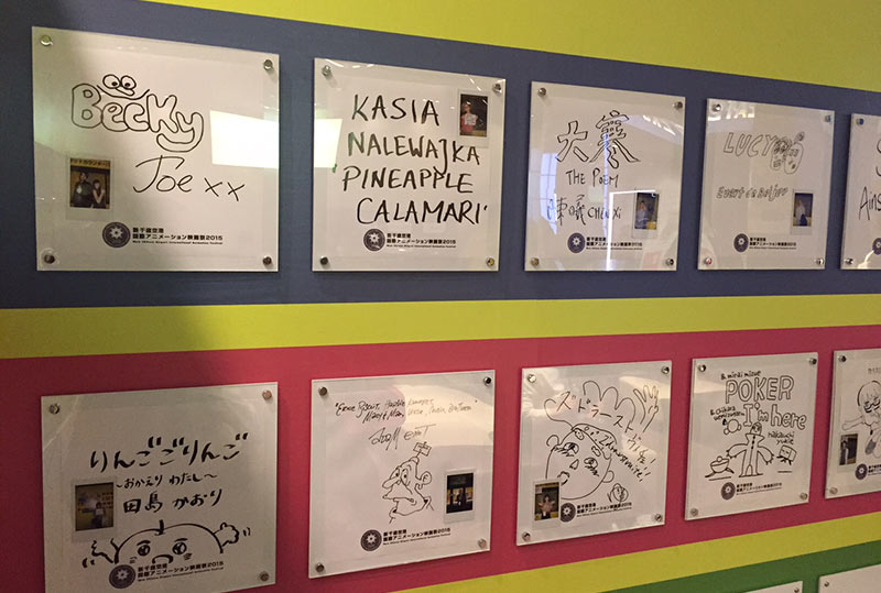 The festival guest wall had photos and drawings by all the guests.
