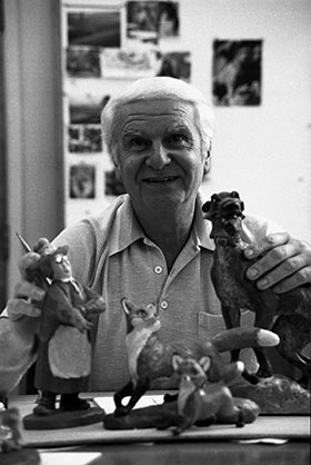 Mel Shaw at work on The Fox and the Hound at The Walt Disney Studios, c. 1977. (Photo: Walt Disney Archives Photo Library, © Disney.)