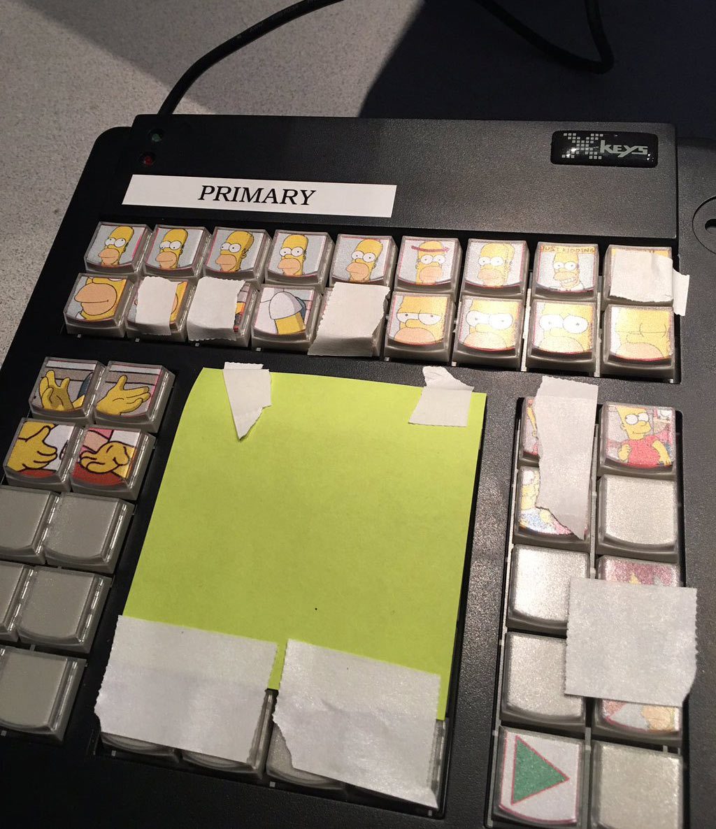 David Silverman posted this image of the keypad he used to control pre-animated elements for The Simpsons live segment.