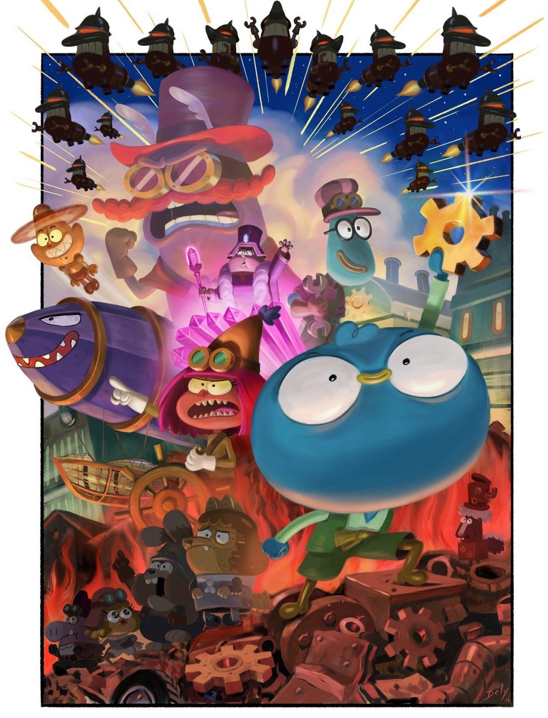 "Harvey Beaks" steampunk special episode poster by Bill Dely.