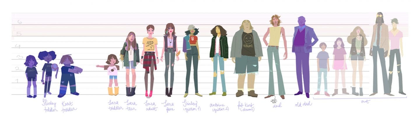 Character design line-up by Tuna Bora, Oren Haskins, Meg Park, Willie Real, and John Nevarez.