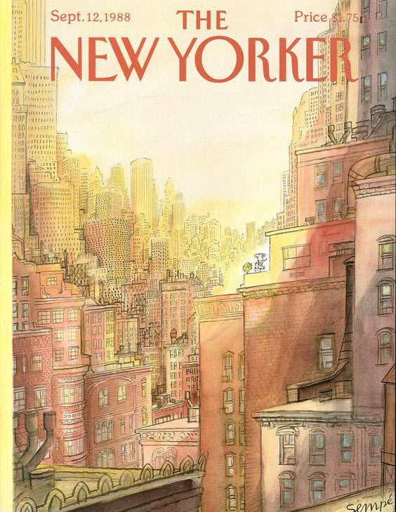 A "New Yorker" cover by Jean-Jacques Sempé, 1988.