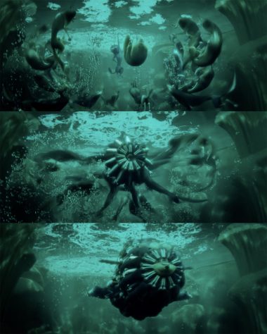 These captures from the Storks trailer show the wolf pack forming a submarine.