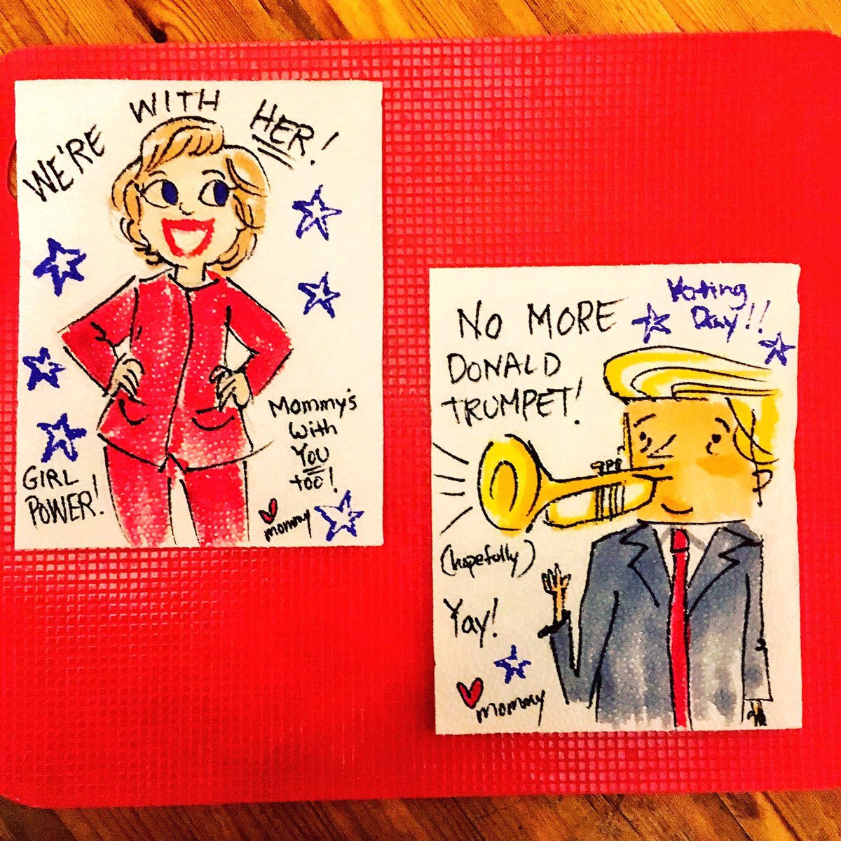 Hillary Clinton and Donald Trump by Aliki Theofilopoulos.
