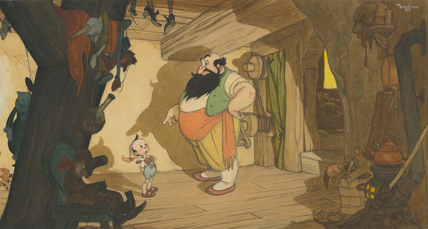 "Pinocchio" concept art by Gustaf Tenggren (collection of the Walt Disney Animation Research Library, ©Disney)