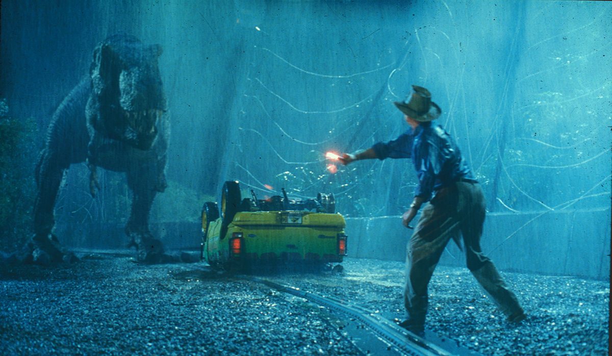 A final shot from Jurassic Park featuring ILM's digital T-Rex.