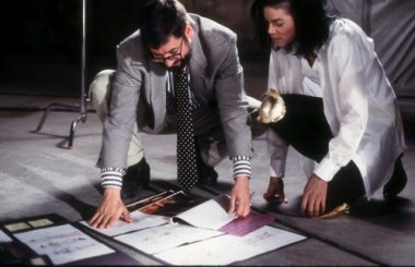 John Landis with Michael Jackson during shooting.