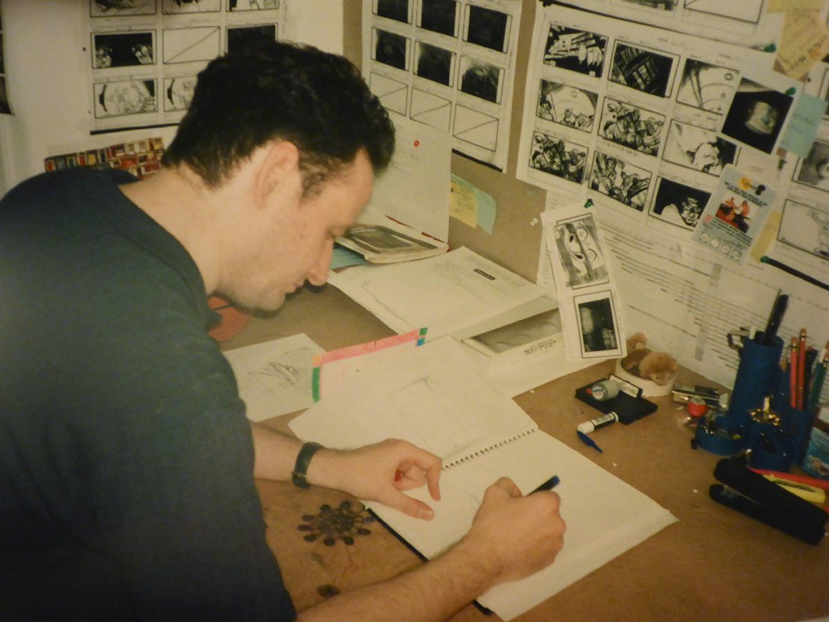 Neil Boyle at work on storyboards. Image courtesy Neil Boyle.