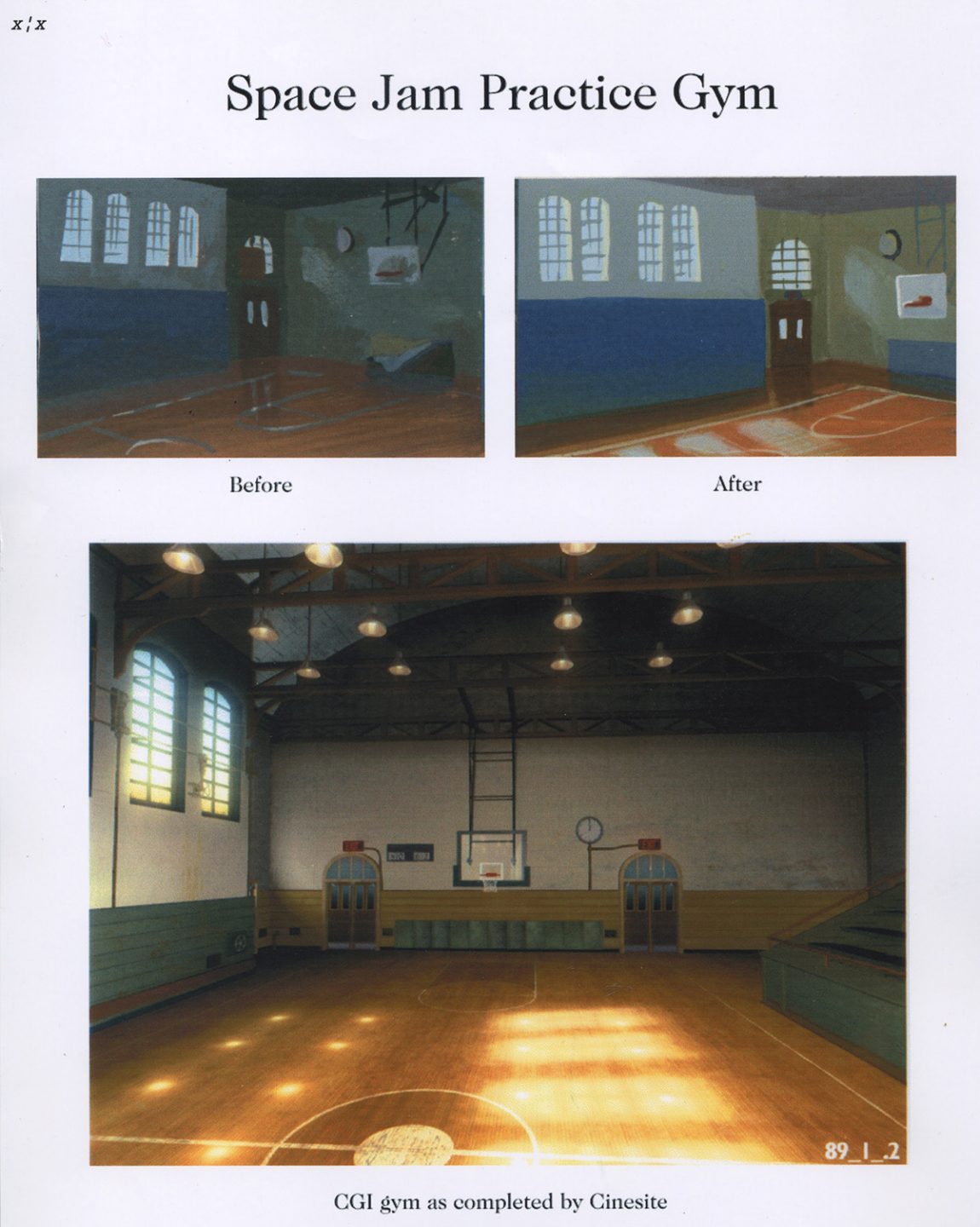 Practice basketball court designs and Cinesite render. Image courtesy Bill Perkins.
