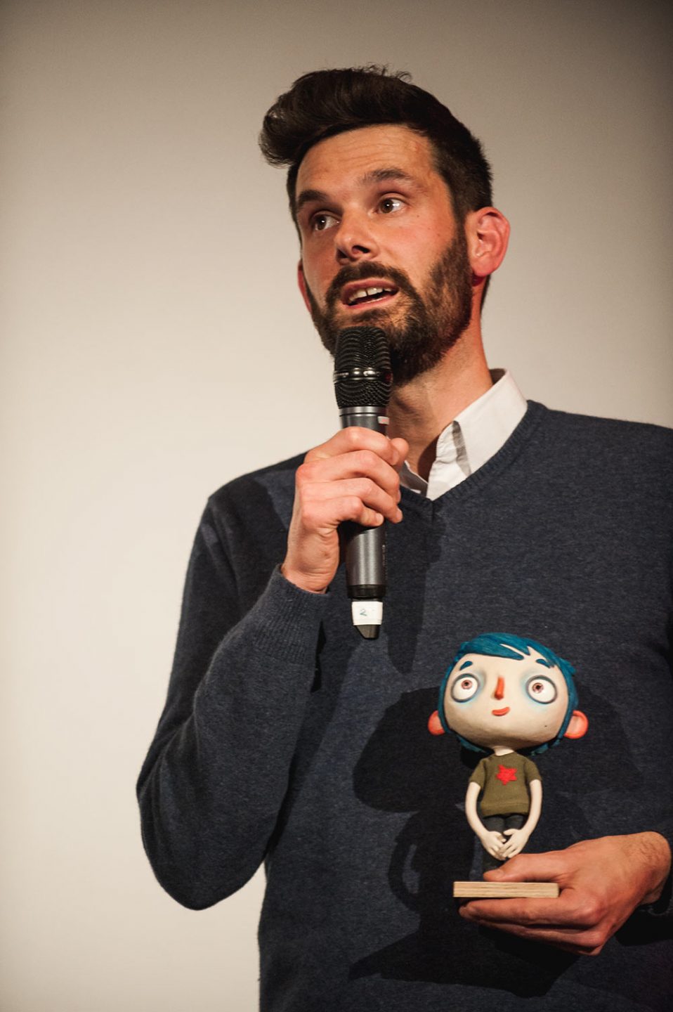 "My Life as a Courgette" animator Elie Chapuis introduces a screening of the film at DOK Leipzig.