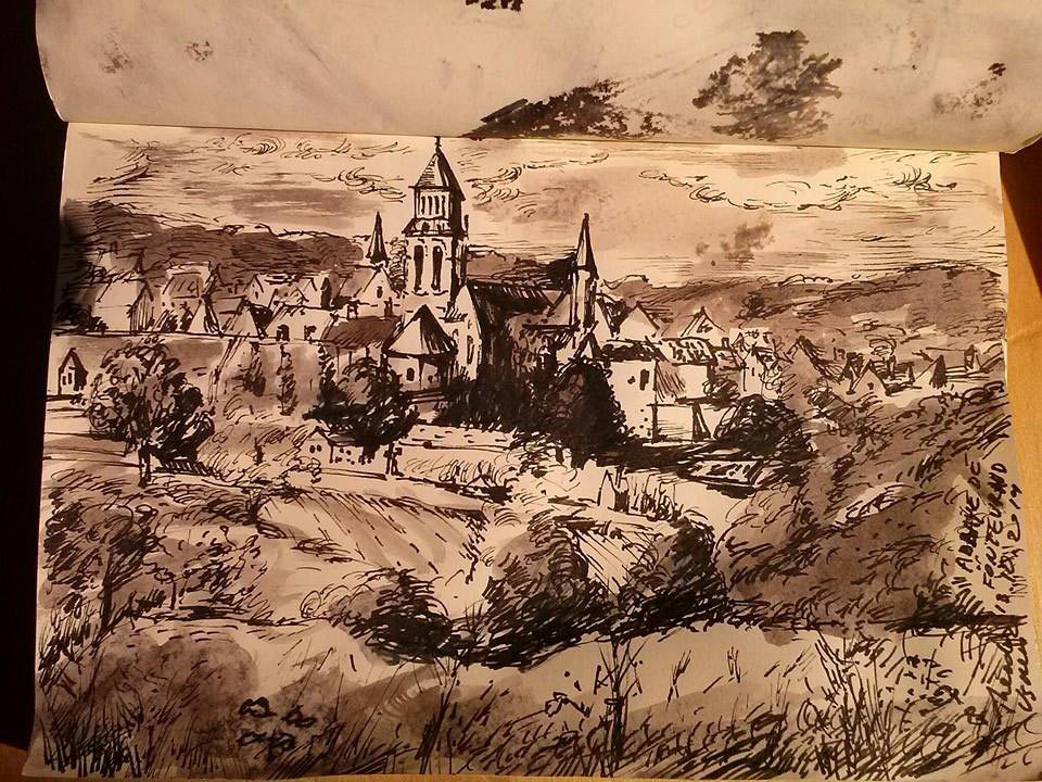 Sketch by Theo Ushev made at Fontevraud Abbey.
