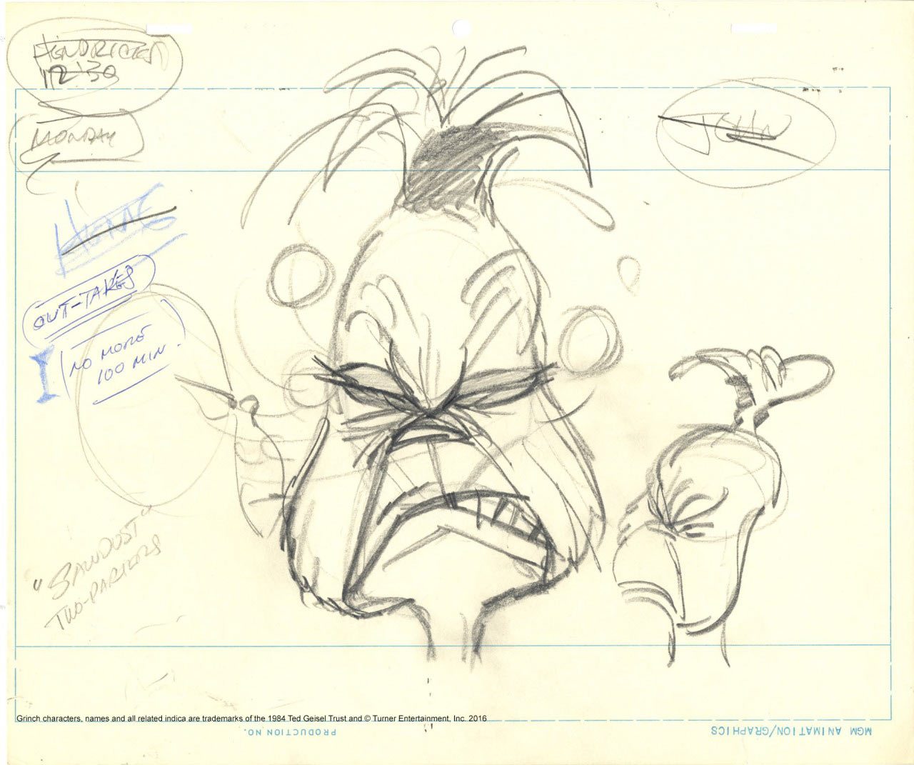 Grinch practice drawing by Chuck Jones.