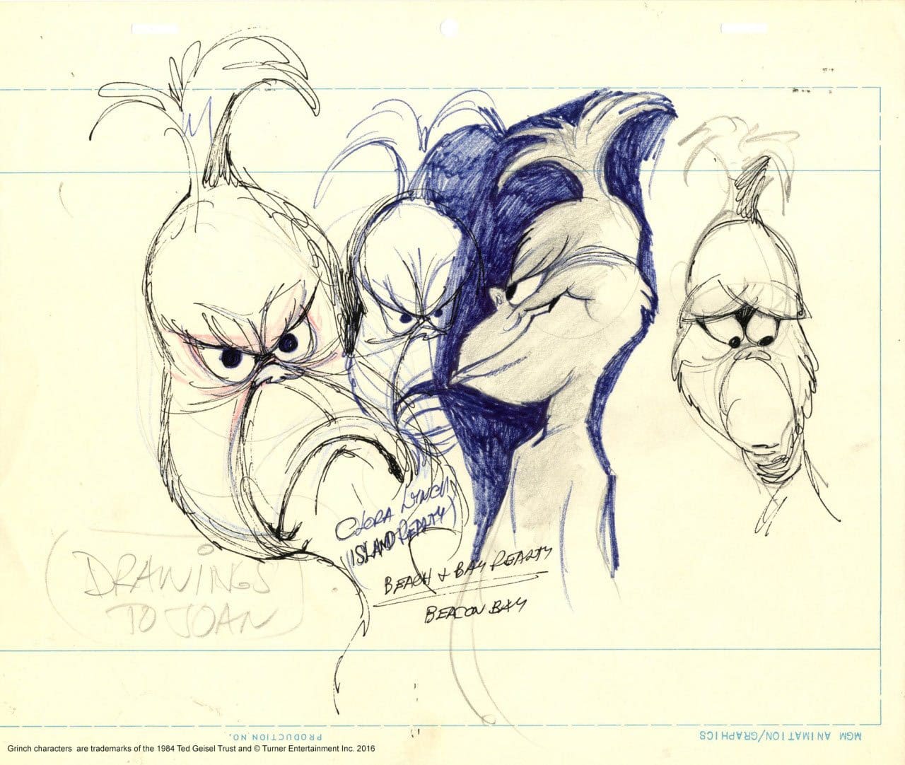 Grinch practice drawing by Chuck Jones.