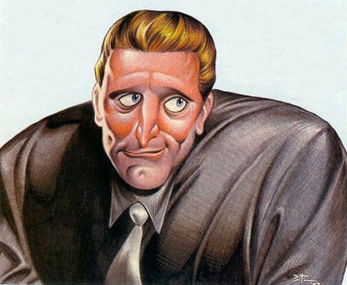 Kirk Douglas, drawn by John Kricfalusi and colored by Bruce Timm.