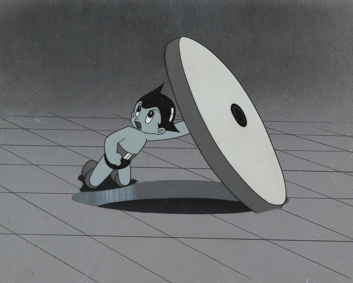 "Astro Boy" production cel on a production background.