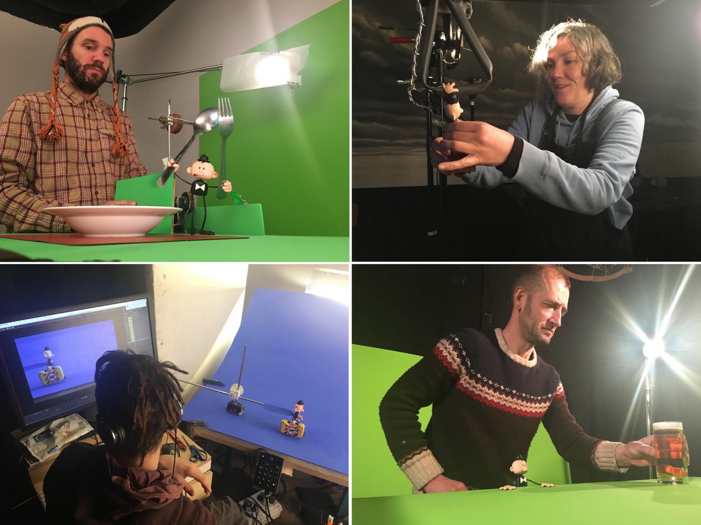'Tiniest Man" animators (clockwise from upper left): Mariano Bergara, Souad Wedell, Gilles Coirier, Becho Lo Bianco.