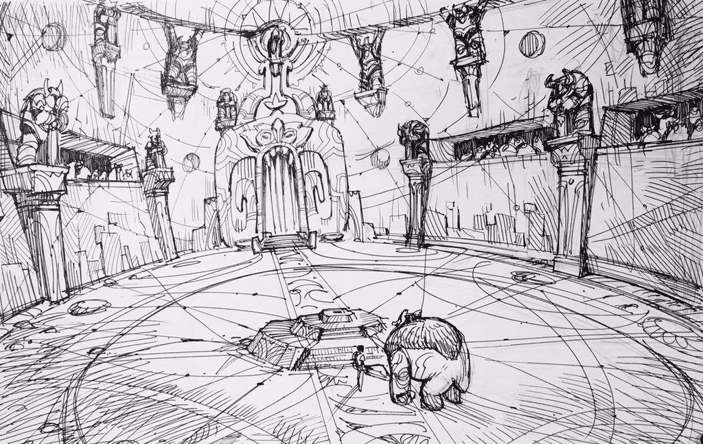 Early sketch of Hero's Forge for Trollhunters. Source: art director Rustam Hasanov's Twitter page.