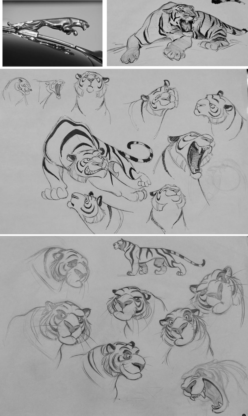 Inspiration and early design approaches to Rajah in "Aladdin."