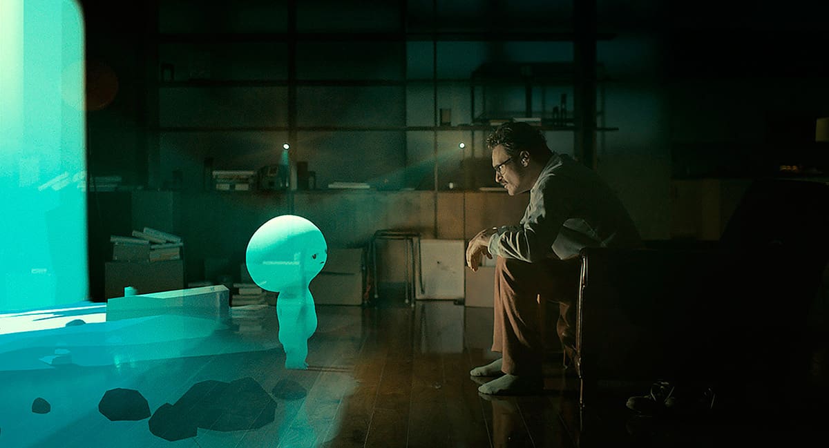 A screenshot from "Her," which included this fictitious interactive game called Alien Child created by OReilly.