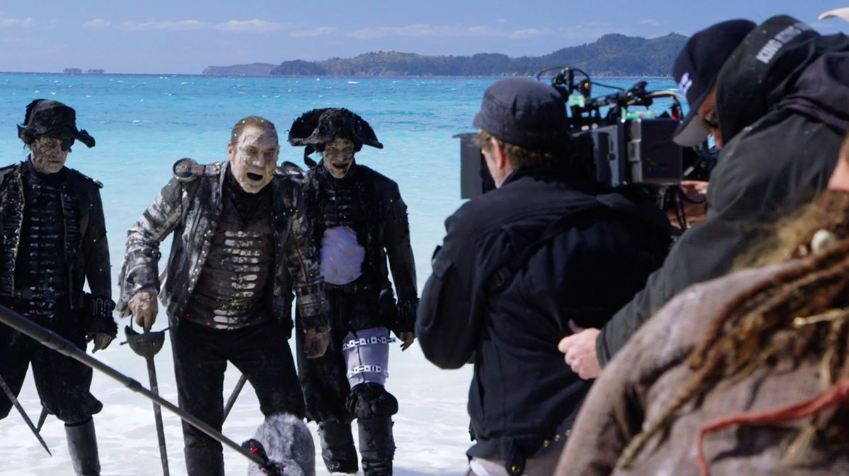 In this b-roll screenshot, the undead crew perform on set.