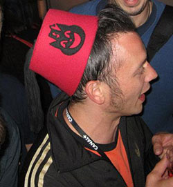 The unmistakable Ka-Ching fez, modeled by Joost van der Bosch.