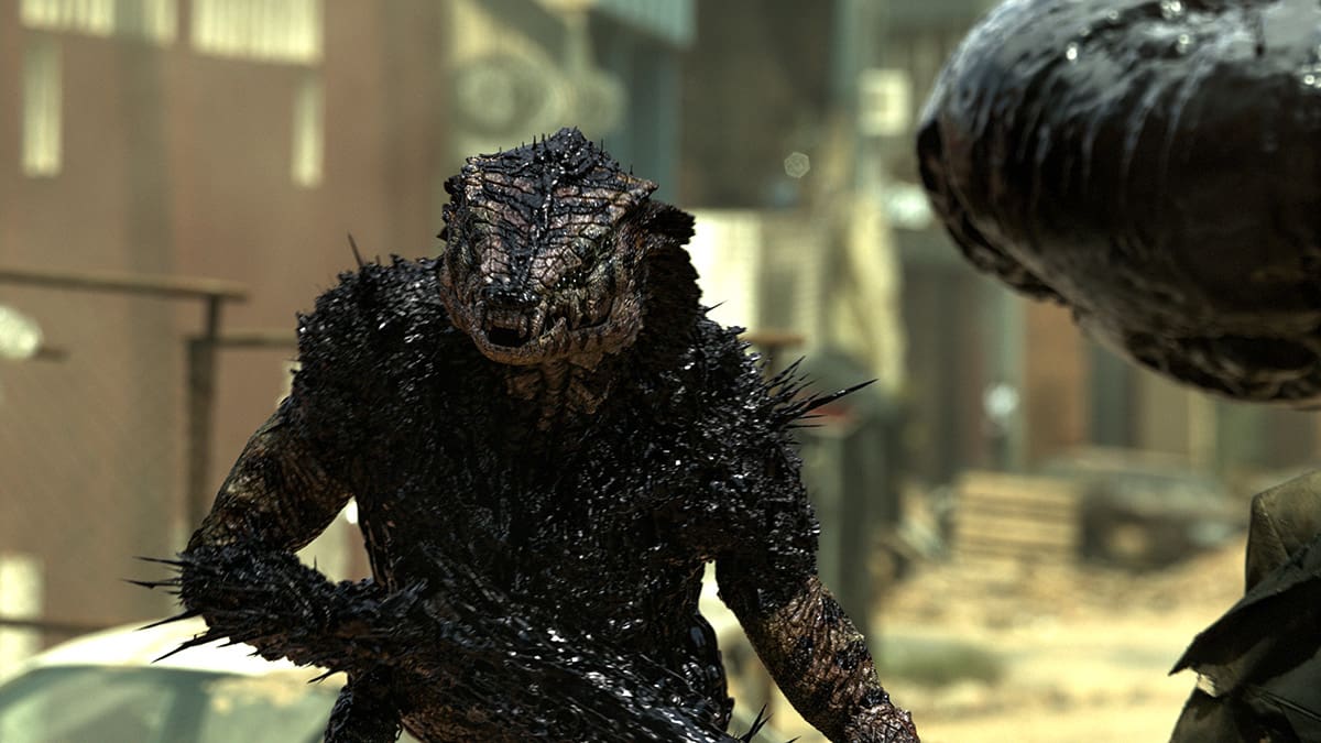 The creature was completely digital and also featured some dynamic black nanotechnology liquid on its skin.