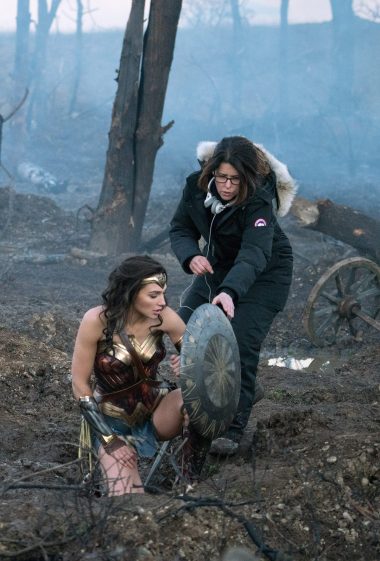 Gal Gadot and Patty Jenkins on set filming one of the trenches shots.