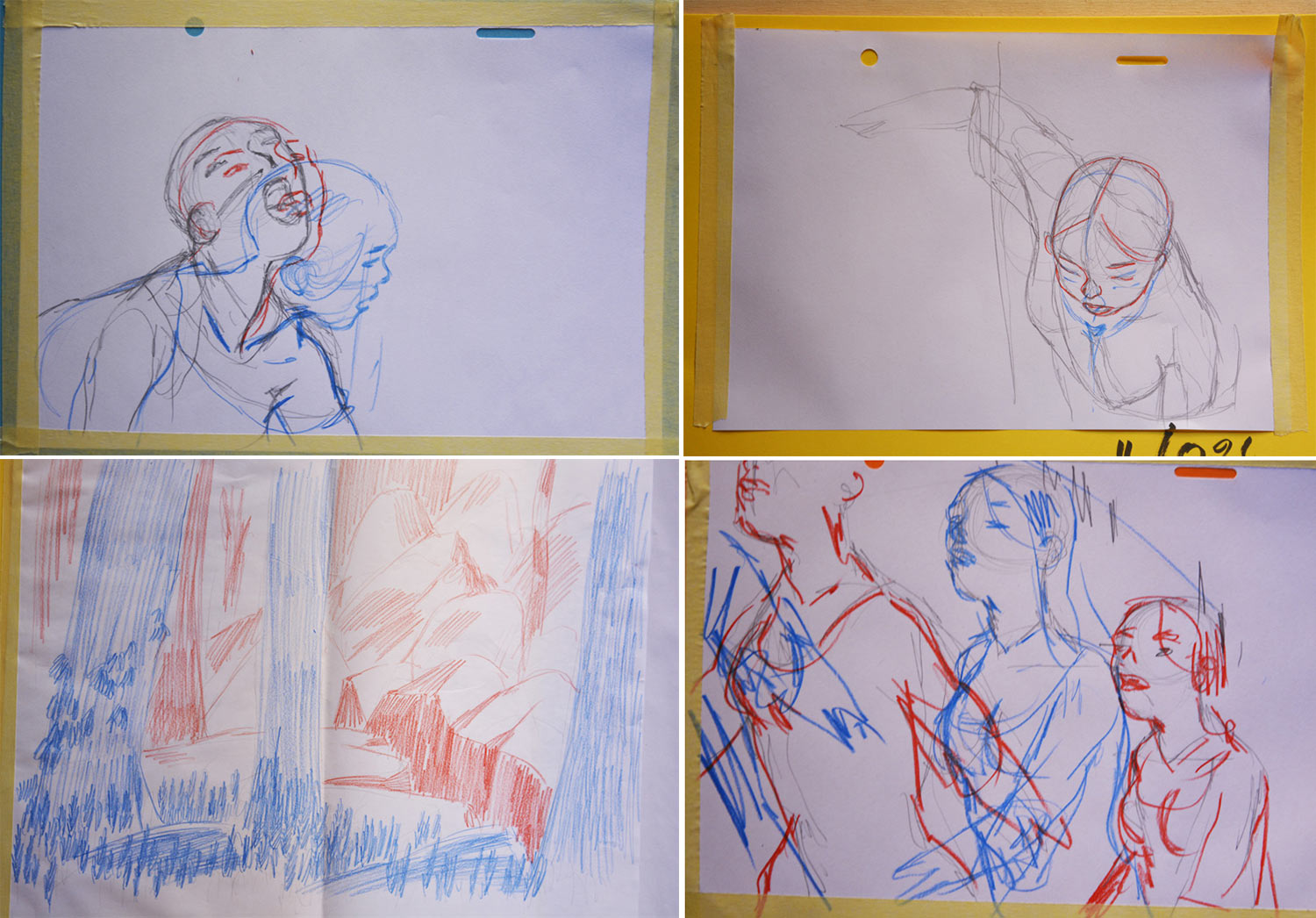Layout drawings and keyframes from "The Girl Without Hands."