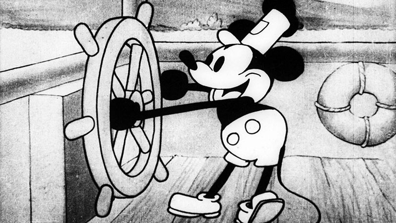 Mickey Mouse made his public debut in the 1928 short "Steamboat Willie."