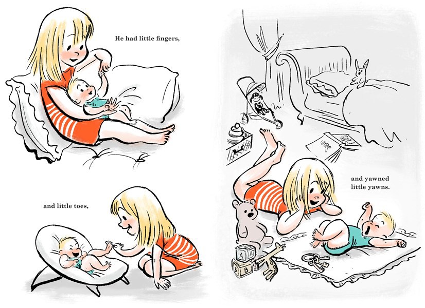 A spread from the book "Little Big Girl" by Claire Keane, that she based on her two children.