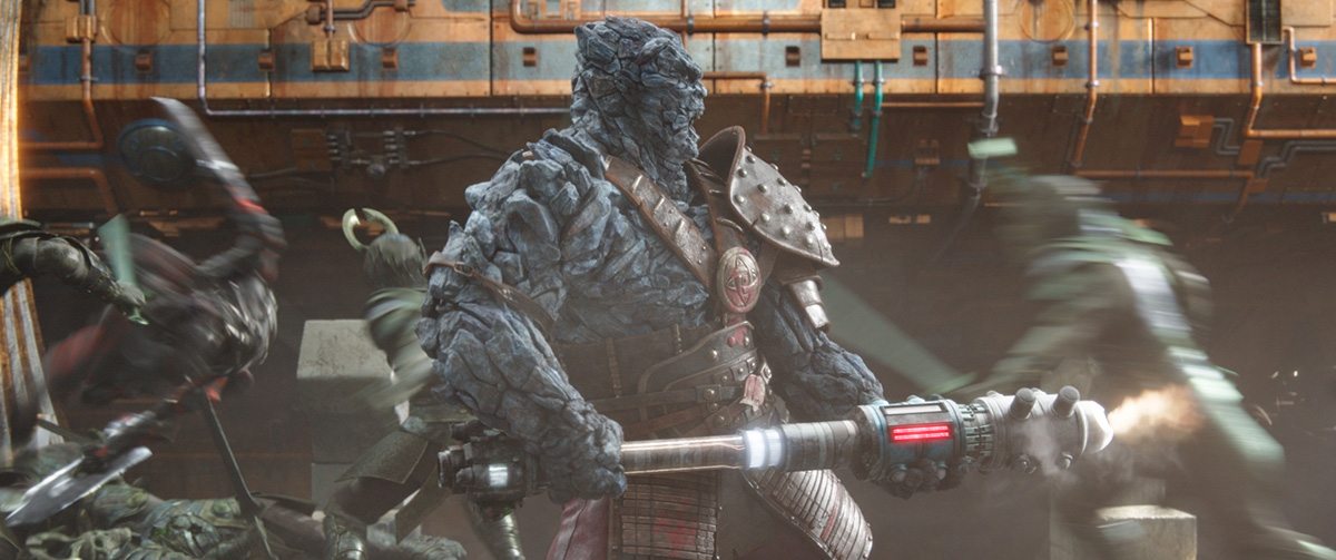 Korg in battle late in the film. Both Framestore and Luma Pictures worked on the character.