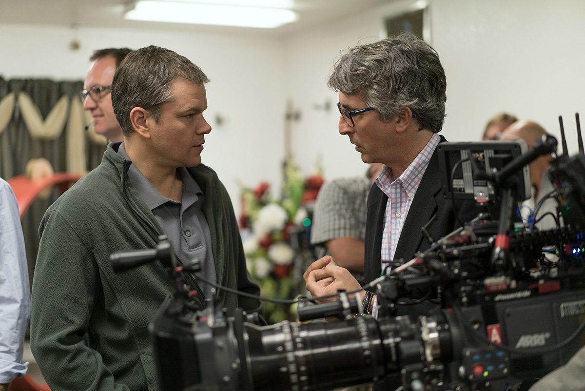 Matt Damon and director Alexander Payne on the set of "Downsizing."