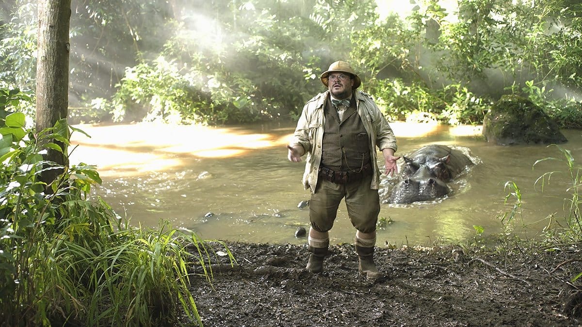 Jack Black is stalked by a hippo, a cg creature by Rodeo FX.