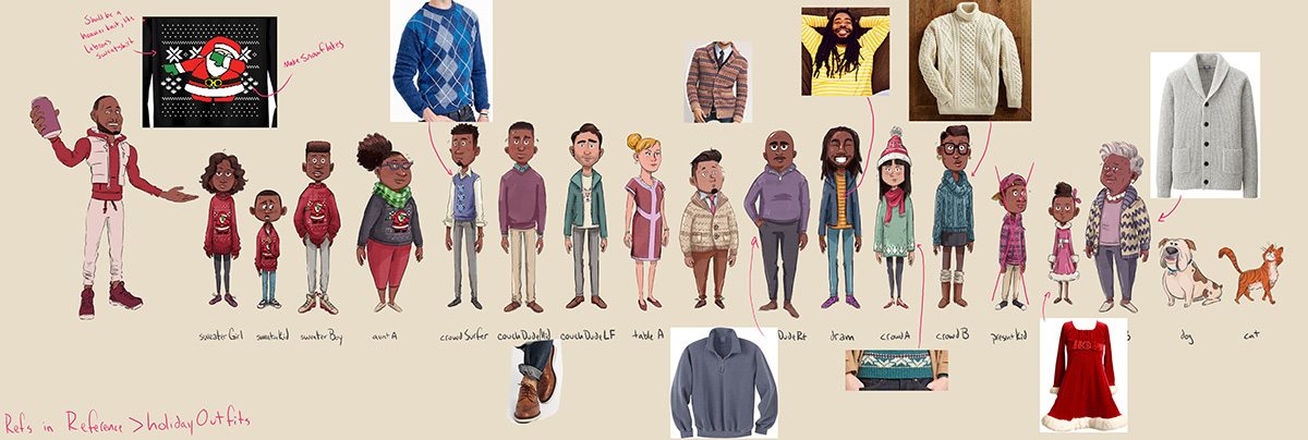 Character designs and sweater choices.