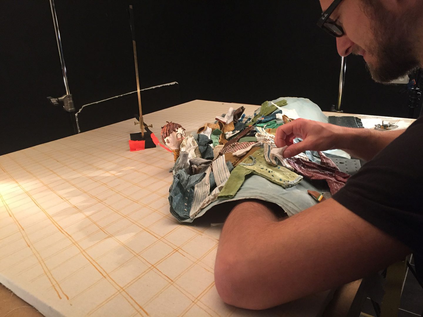 Sylvain Derosne (lead animator) animating the waves of clothes. All images in this piece: © Ikki Films.